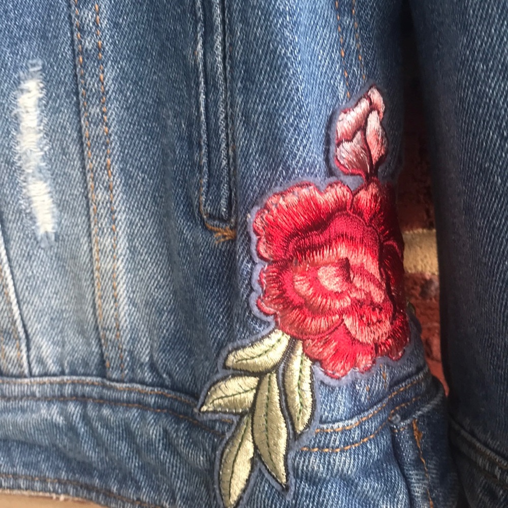 Denim Distressed Jean Pimkie Patch Jacket - Picture 3 of 8